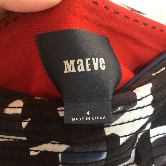 Maeve Anthropologie Blue Pattern Midi A-Line Skirt - Picture 3 of 6